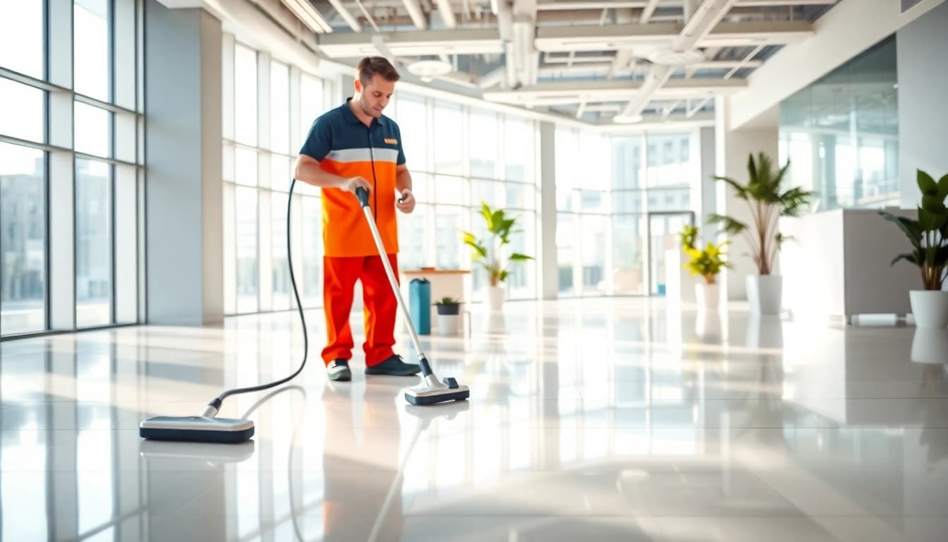 gebäudereinigung in berlin: Professioneller Reinigungsservice in einem modernen Büro.