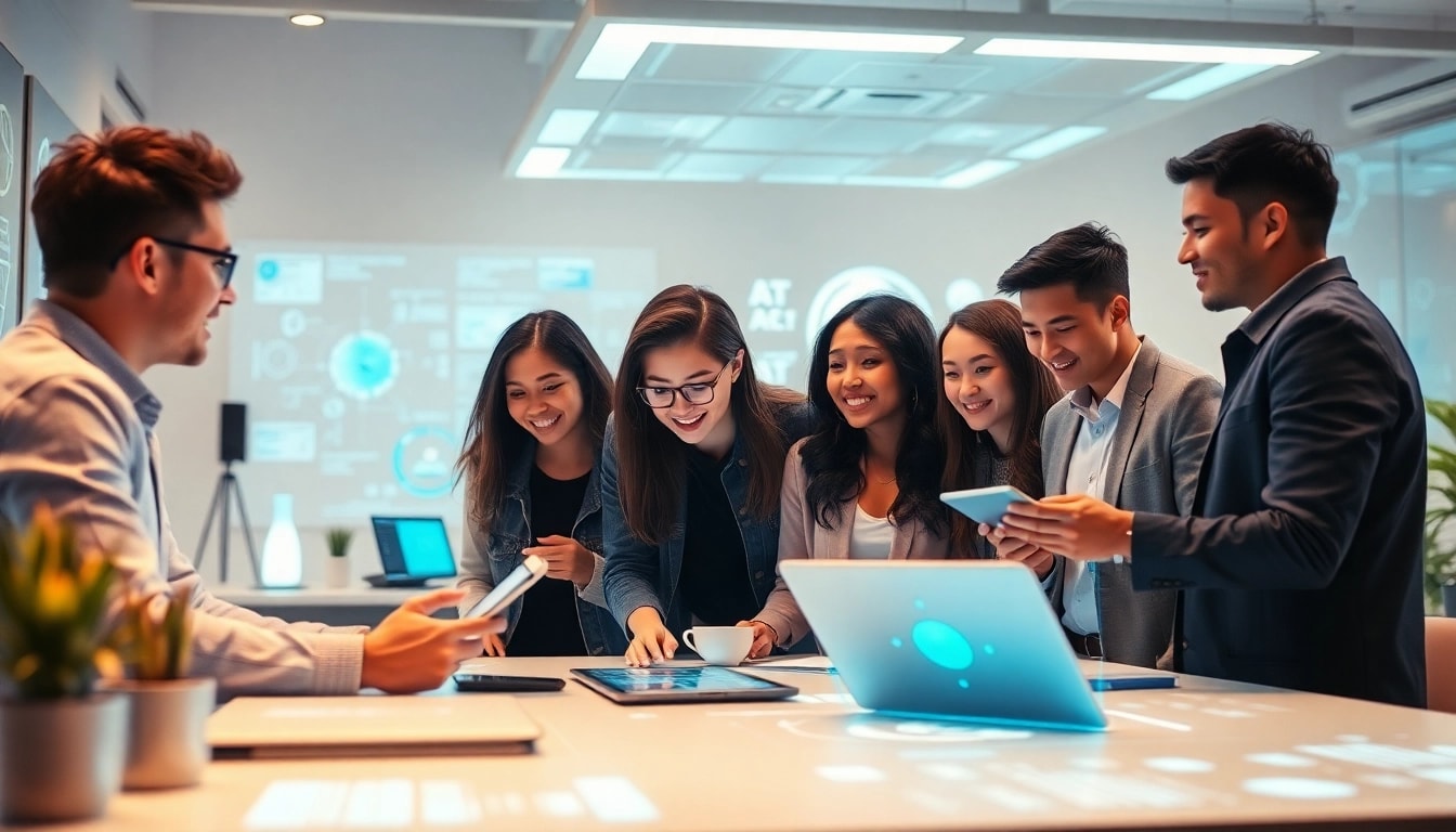 Innovative workspace showcasing ai 18+ technology and collaboration among young professionals