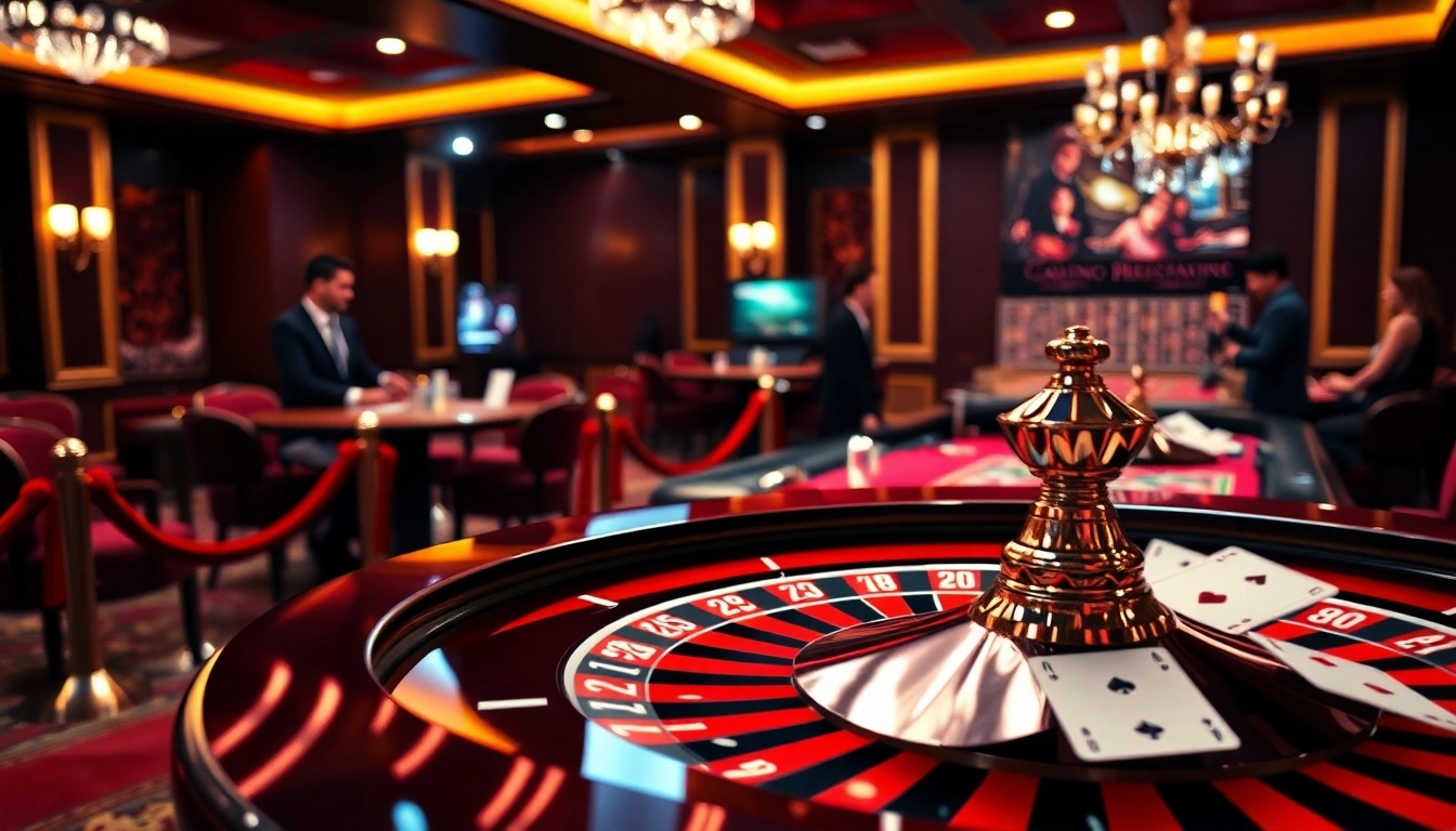 Casinospiele in einer eleganten Spielumgebung mit einem inspirierenden Roulette-Rad.