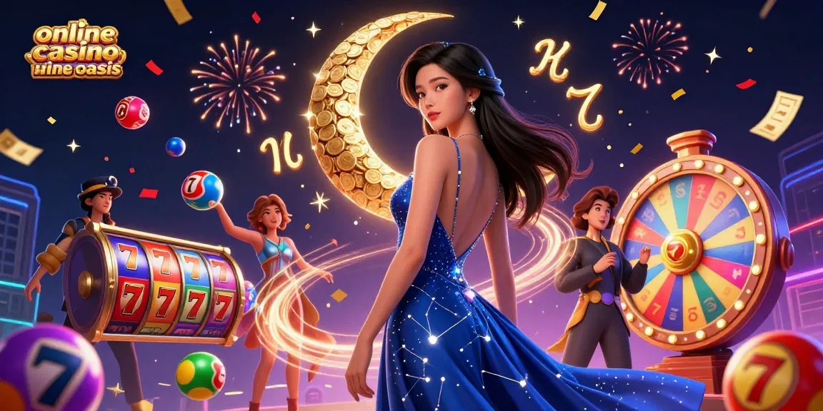 Play exciting games at online casino ohne oasis featuring vibrant slot reels and lottery elements.