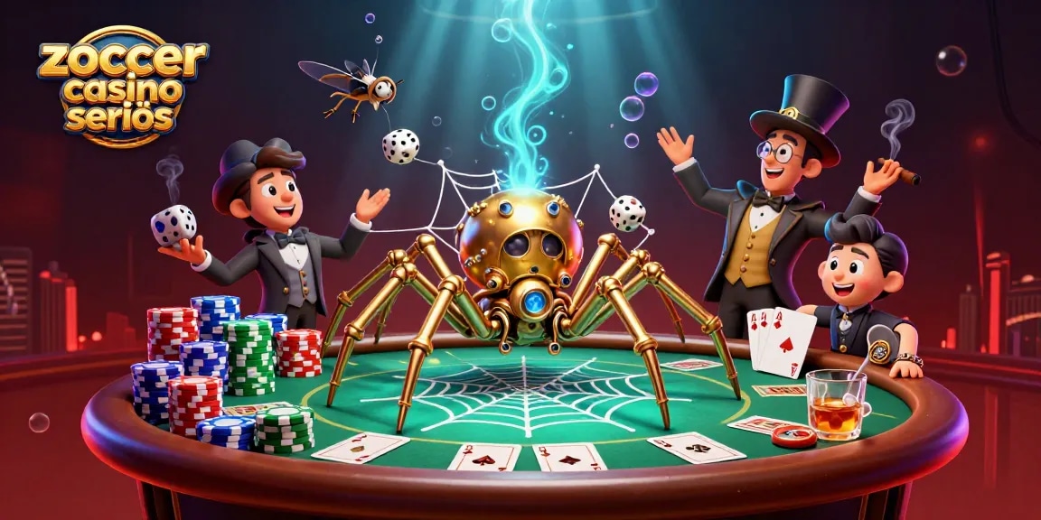 Spielen Sie im Zoccer Casino seriös mit goldener Spider und Karten um hohe Gewinne.