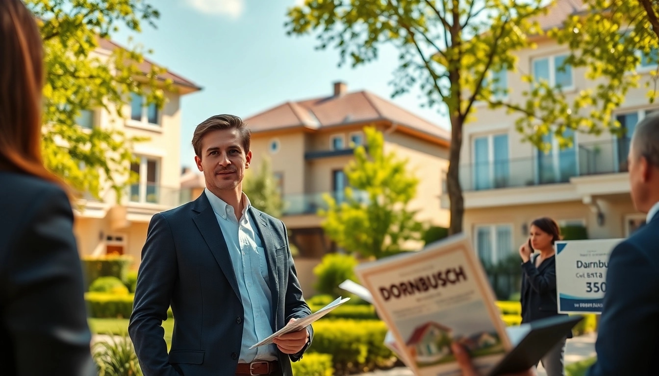 Immobilienmakler Frankfurt Dornbusch erklärt potenziellen Käufern die Immobilienmerkmale.
