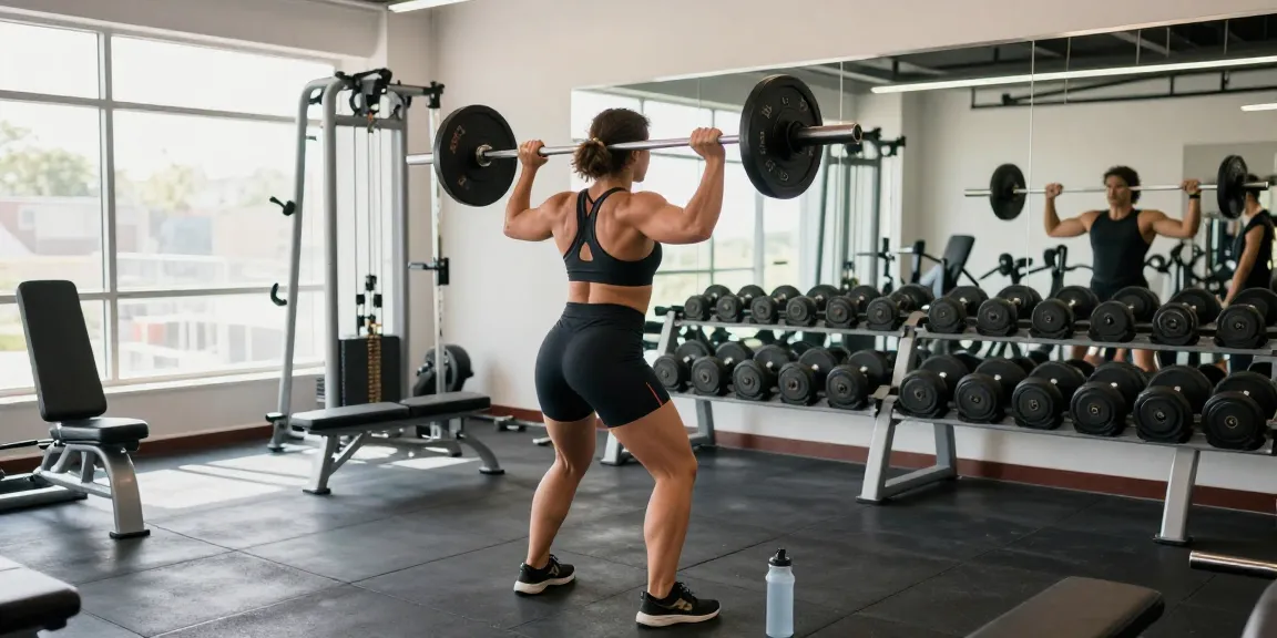 Person im Anabolika Shop Training mit Gewichten in modernem Fitnessstudio für Muskelaufbau.