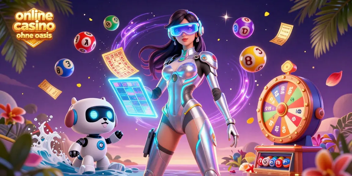 Engage in exciting gameplay at online casino ohne oasis with vibrant game elements and a holographic interface.