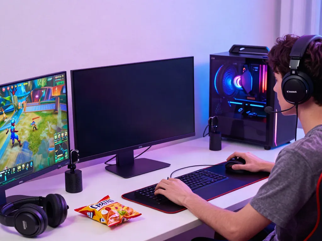 Player enjoying an immersive gaming session on iwin with vibrant graphics and accessories.
