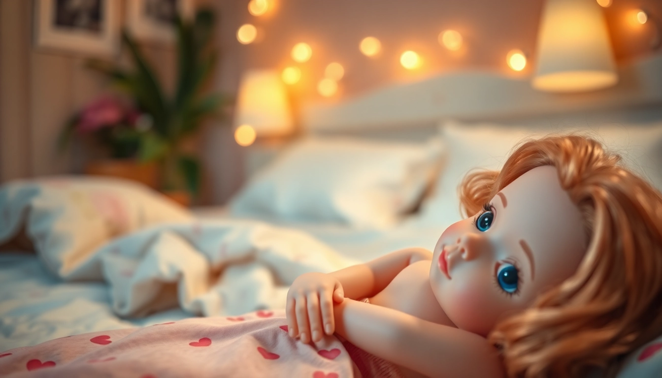 Selbstbewusste Love Dolls lächeln in einem einladenden Schlafzimmer.