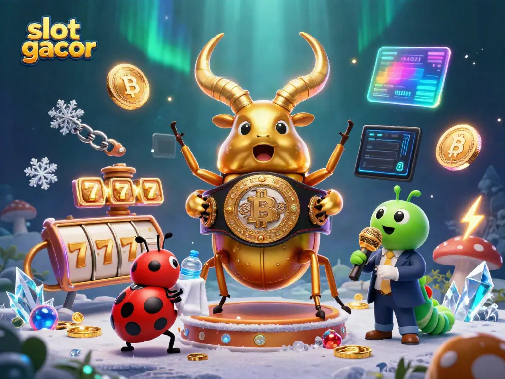 Experience the thrill of slot gacor with your cartoon characters in an action-packed gambling scene.